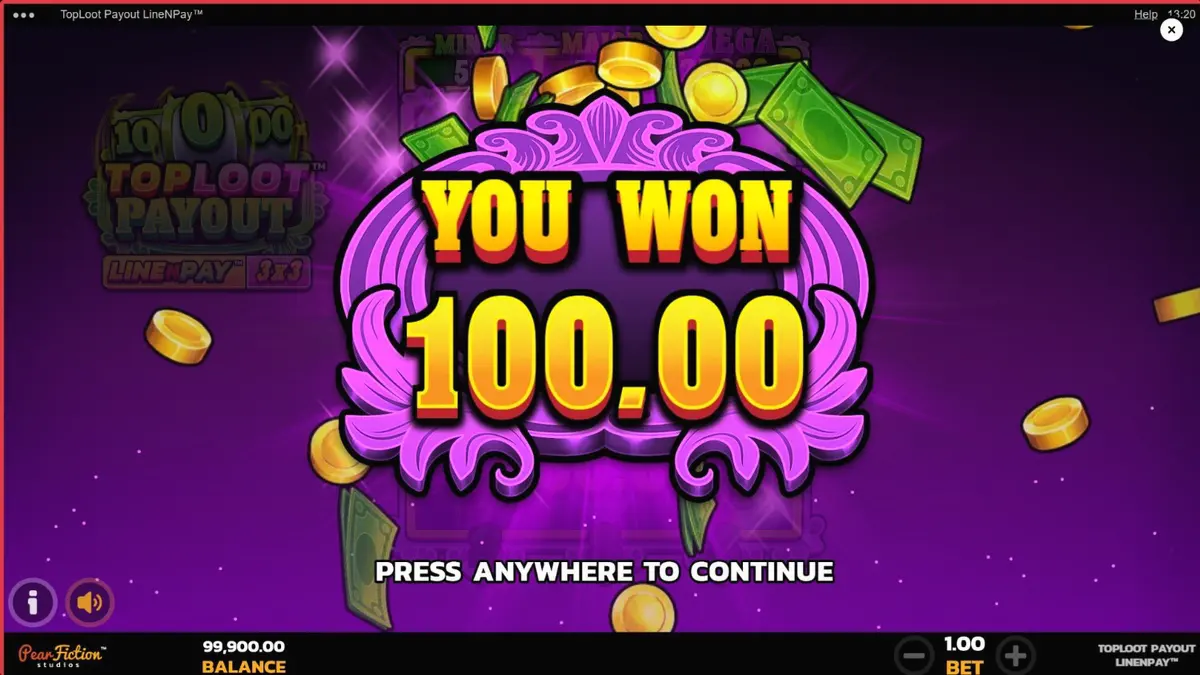 TopLoot Payout LineNPay স্লট গেমের একটি ঝলক যেখানে সোনার ভল্ট এবং রত্ন দেখা যাচ্ছে